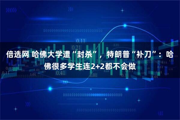 倍选网 哈佛大学遭“封杀”，特朗普“补刀”：哈佛很多学生连2+2都不会做