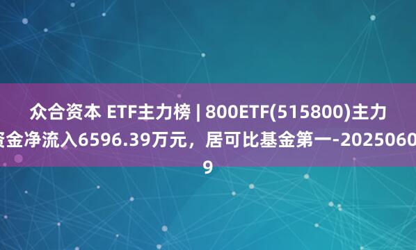 众合资本 ETF主力榜 | 800ETF(515800)主力资金净流入6596.39万元，居可比基金第一-20250609