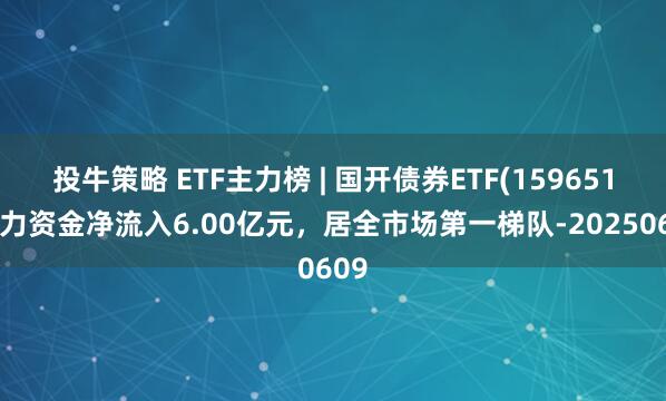 投牛策略 ETF主力榜 | 国开债券ETF(159651)主力资金净流入6.00亿元，居全市场第一梯队-20250609